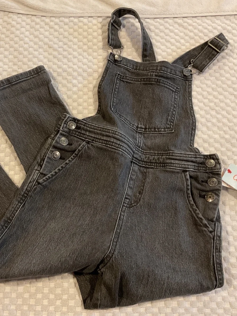 Stonewashed Black Denim Overalls , Girls Size 7/8 by Cat & Jack. NEW WITH TAGS!
